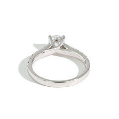 Round Pavé Diamond Engagement Ring in White Gold — 1.25CTTW