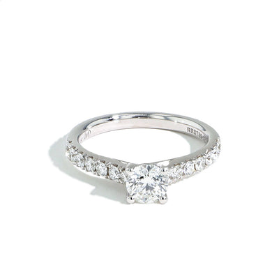 Round Pavé Diamond Engagement Ring in White Gold — 1.25CTTW - Private Label product