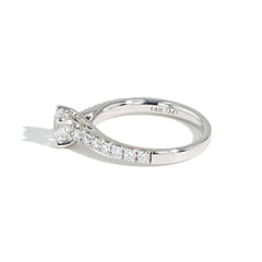 Round Pavé Diamond Engagement Ring in White Gold — 1.25CTTW
