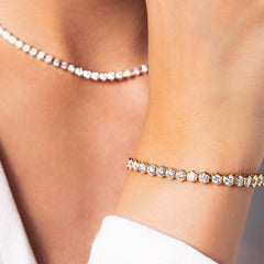 5.95 Carat Hexagon Bezel Diamond Tennis Bracelet