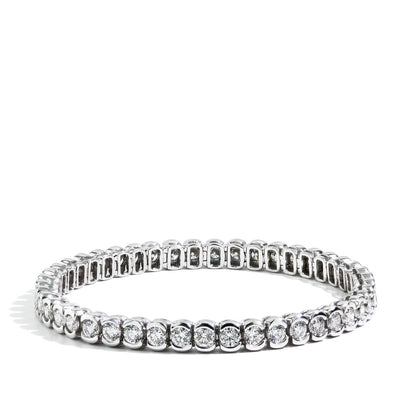 7 3/4 Carat Half Bezel Tennis Bracelet in Platinum - Private Label product
