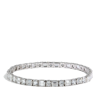 Emerald and Oval Cut 9.60 Carat Lab Grown Diamond Tennis Bracelet - Private Label product
