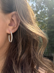 Round Chunky Yellow Gold Diamond Hoop Earrings - 3 Carat