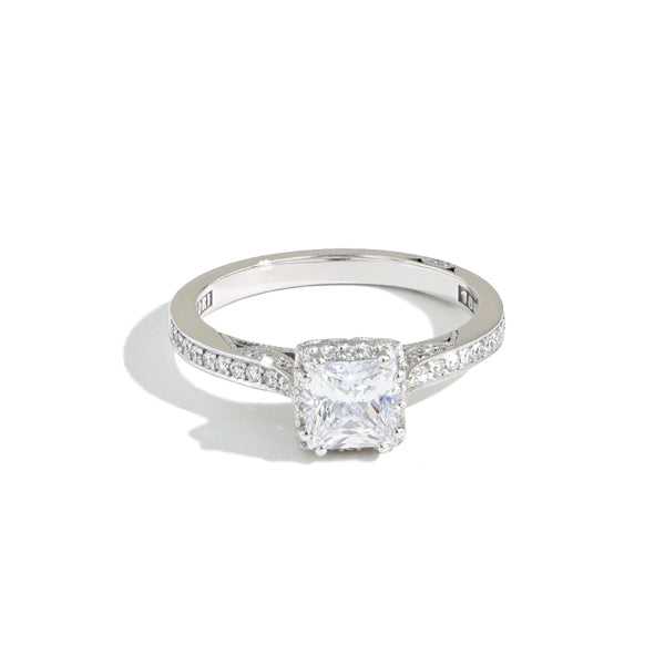 Tacori Dantela Princess Halo Pave Diamond Engagement Ring Setting