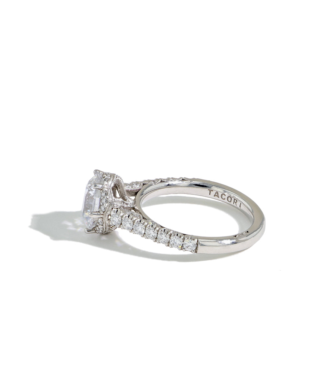 Tacori Petite Crescent Emerald Cut Halo Engagement Ring