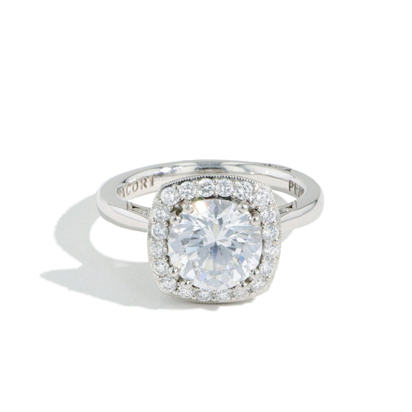 Tacori RoyalT Round Diamond Cushion Bloom with High Polish Band