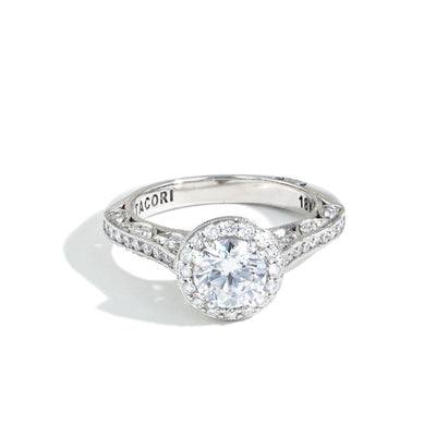 Tacori Classic Crescent Round Halo Diamond Engagement Ring Setting - Tacori product