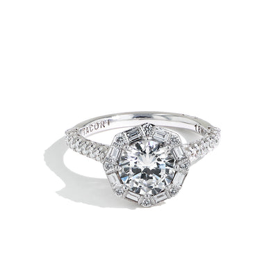 Tacori Petite Crescent Round Baguette Halo Diamond Engagement Ring Setting - Tacori product