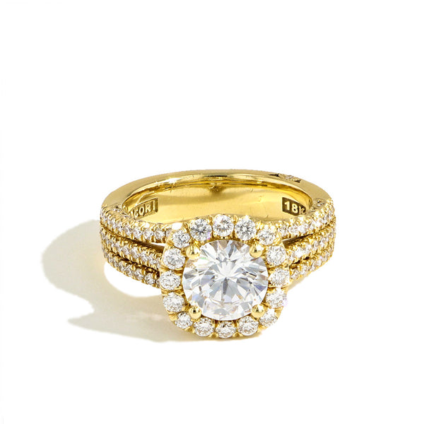 Tacori Petite Crescent Triple Row Cushion Halo Engagement Setting