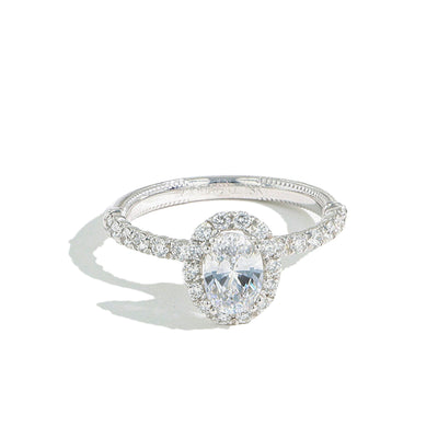 Verragio Classic Oval Halo Pave Engagement Ring Setting in White Gold - Verragio product