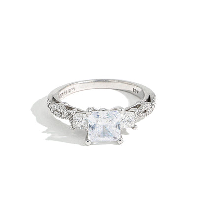 Verragio Insignia Three Stone Princess Cut Vintage Engagement Ring Setting - Verragio product