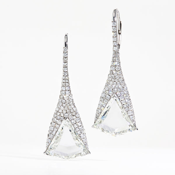 Shield Diamond Drop Earrings in Platinum