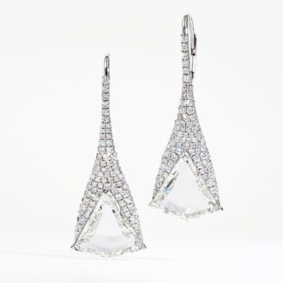 Shield Diamond Drop Earrings in Platinum - Private Label product