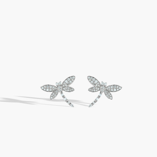 Diamond Dragonfly Stud Earrings