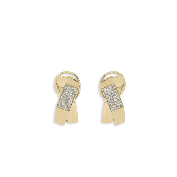 Wide "X" Diamond Huggie Earrings