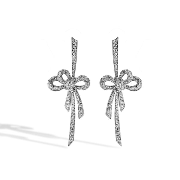 Diamond Pavé Bow Drop Earrings