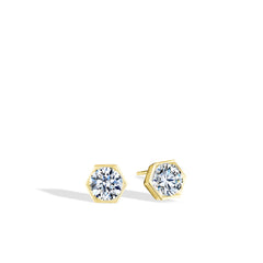 1 Carat Hexagon Bezel Diamond Studs