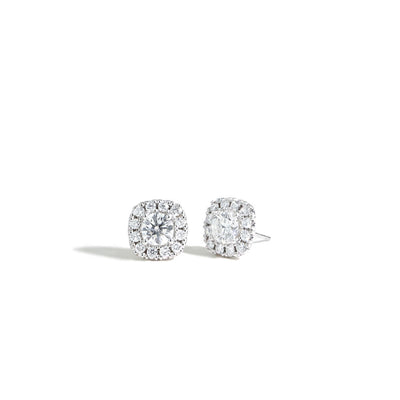 Private Label Diamond Cushion Halo Stud Earrings - 1.50 ctw - Private Label product