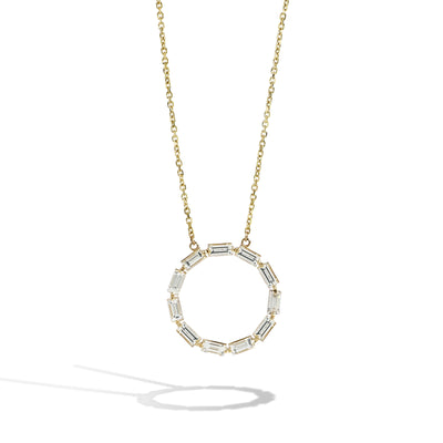 Baguette Diamond Open Circle Necklace in Yellow Gold - Private Label product