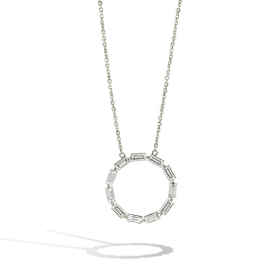 Baguette Diamond Open Circle Necklace in White Gold - Private Label product
