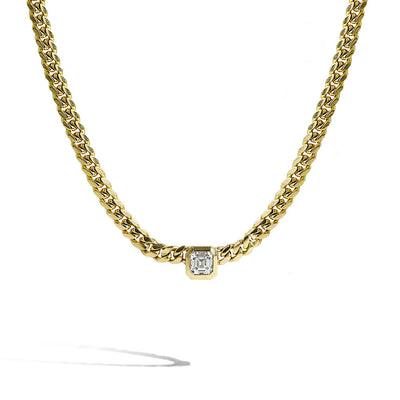 Asscher Cut Diamond Bezel Cuban Link Choker Necklace - Private Label product