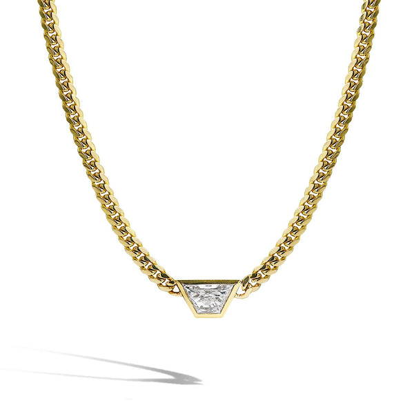 Trapezoid Diamond Bezel Cuban Link Necklace