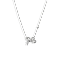 Diamond Pavé Bow Pendant Necklace