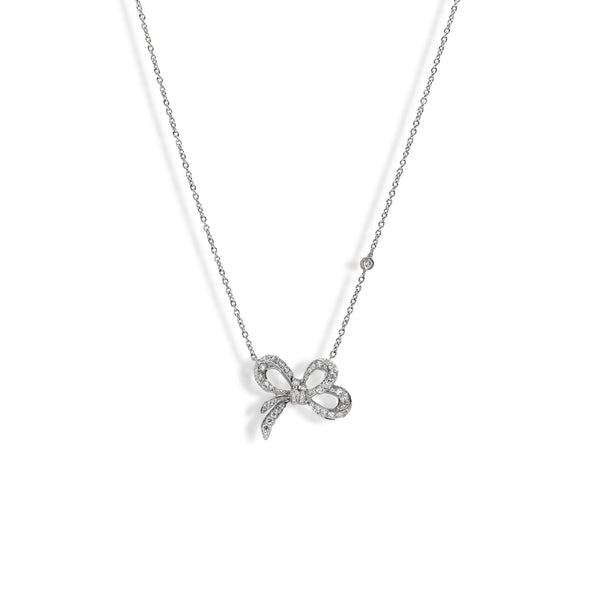 Diamond Pavé Bow Pendant Necklace