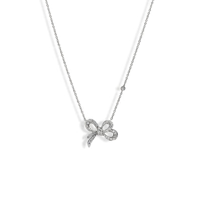 Diamond Pavé Bow Pendant Necklace - Private Label product