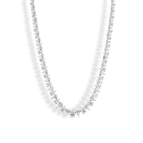 25 Carat Alternating Pear Diamond Tennis Necklace
