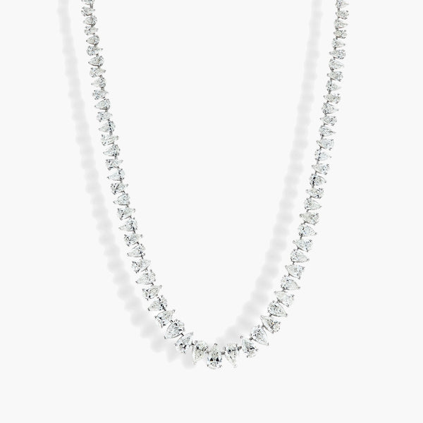 25 Carat Alternating Pear Diamond Tennis Necklace
