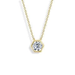 Hexagon Bezel Diamond Solitaire Necklace