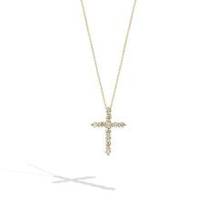 Small Diamond Yellow Gold Cross Necklace - 0.50ctw
