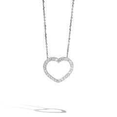 Diamond Open Heart Small Pendant in White Gold