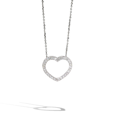 Diamond Open Heart Small Pendant in White Gold - Private Label product
