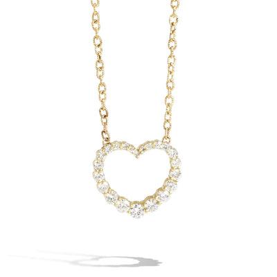 Diamond Open Heart Pendant in Yellow Gold - Private Label product