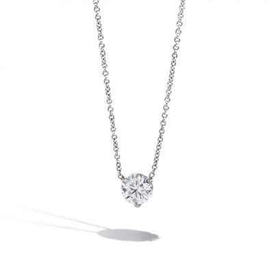 1 Carat Round Diamond Solitaire Necklace in 18K White Gold - Private Label product