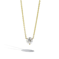 1 Carat Round Diamond Solitaire Necklace in 14K Yellow Gold