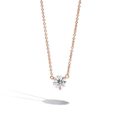 1 Carat Round Diamond Solitaire Necklace in 14K Yellow Gold
