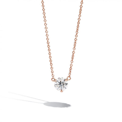 1 Carat Round Diamond Solitaire Necklace in 14K Rose Gold - Private Label product