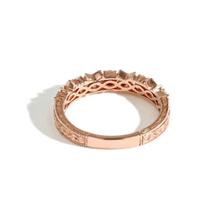 Round and Baguette Diamond Ring in Rose Gold