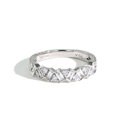 Round and Baguette Diamond Wedding Ring in White Gold - Private Label product