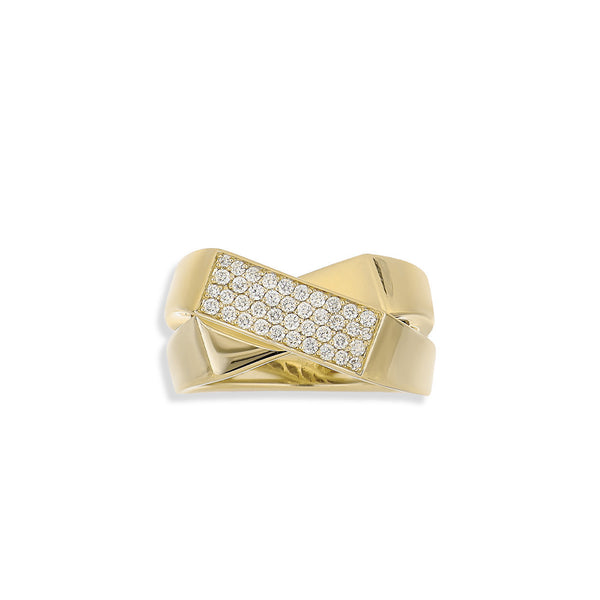 Flat Diamond Crossover Ring