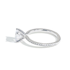 The Round Solitaire Pave Engagement Ring in Platinum