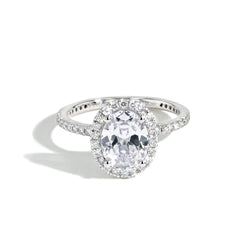 Oval Diamond Halo Pavé Engagement Ring Setting