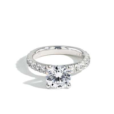 Round Diamond Pavé Engagement Ring Setting - Private Label product