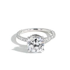 Round Pavé Hidden Halo Engagement Ring Setting