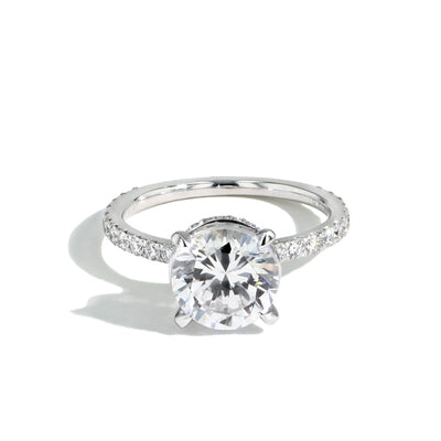 Round Pavé Hidden Halo Engagement Ring Setting - Private Label product