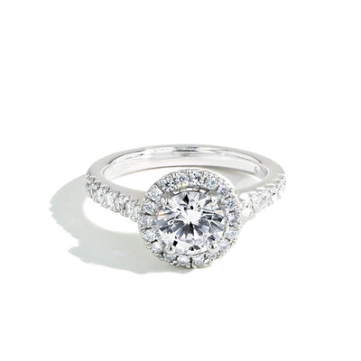 The Round Halo Pave Diamond Engagement Ring White Gold Setting - Private Label product