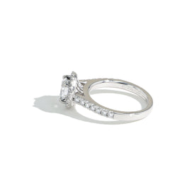 The Round Halo Pave Diamond Engagement Ring White Gold Setting